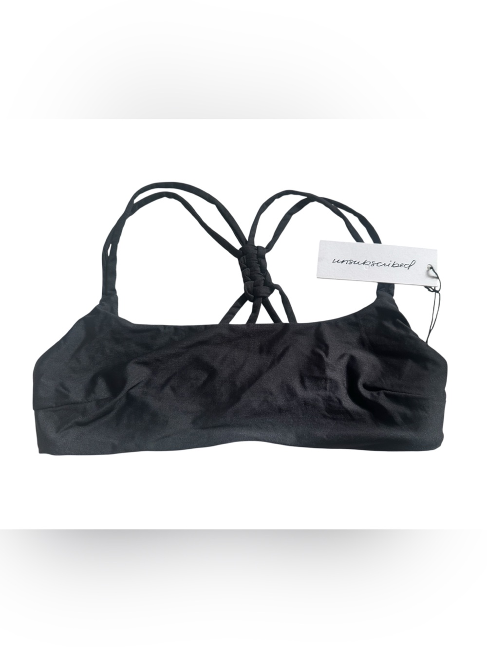 NWT Unsubscribed Black Strappy Braided Back Bikini Top Size XS NWT $75